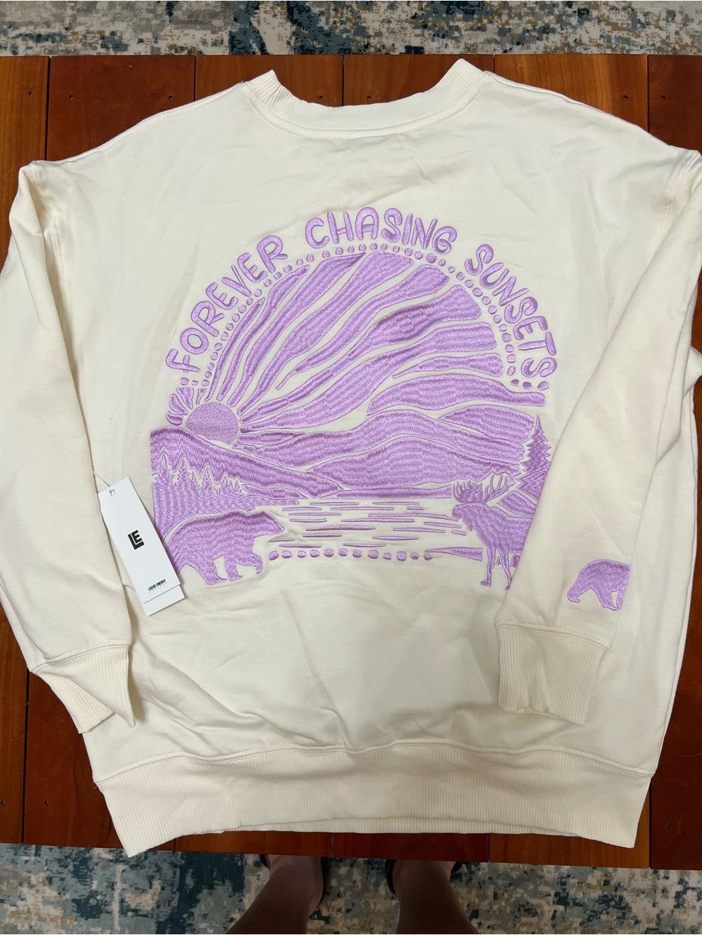 Cream Anna Maria Island' LS Top- “Forever Chasing Sunsets”—NWT!